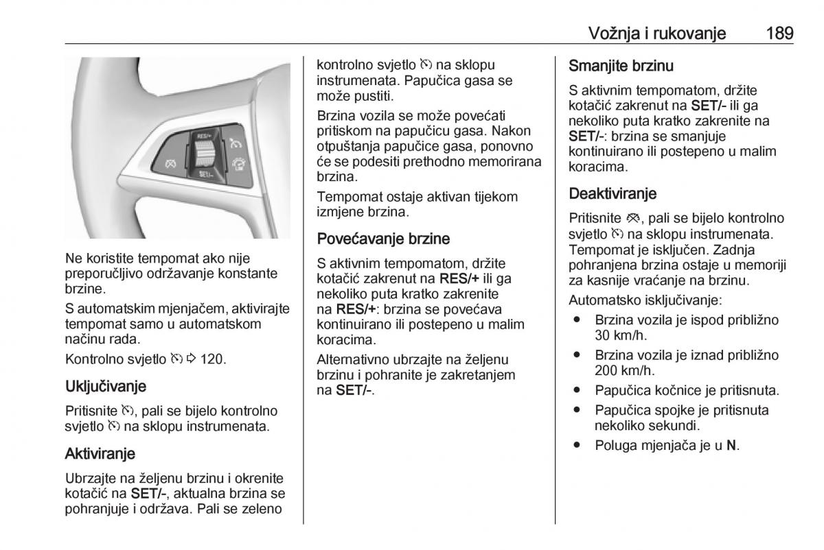 Opel Zafira C Tourer vlasnicko uputstvo / page 191