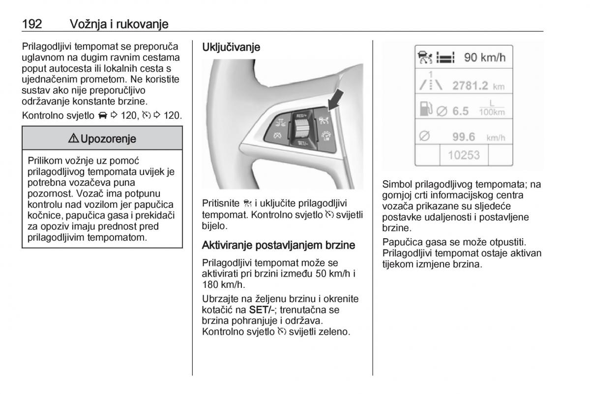 Opel Zafira C Tourer vlasnicko uputstvo / page 194