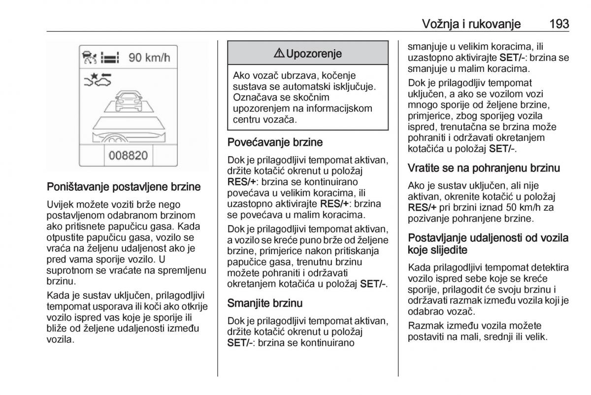 Opel Zafira C Tourer vlasnicko uputstvo / page 195