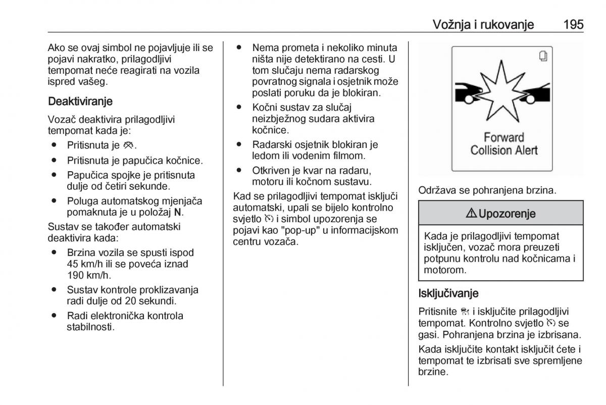 Opel Zafira C Tourer vlasnicko uputstvo / page 197