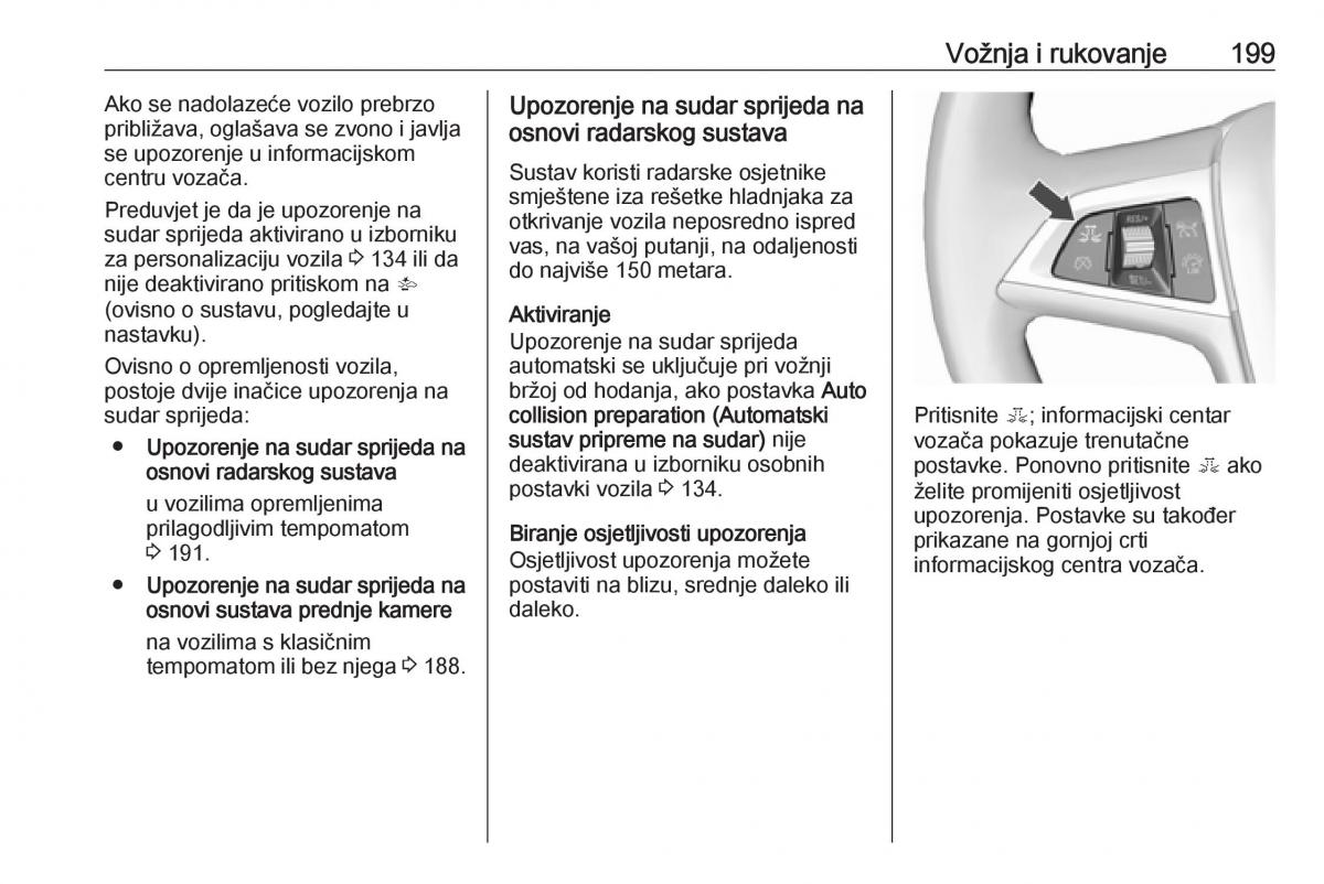 Opel Zafira C Tourer vlasnicko uputstvo / page 201