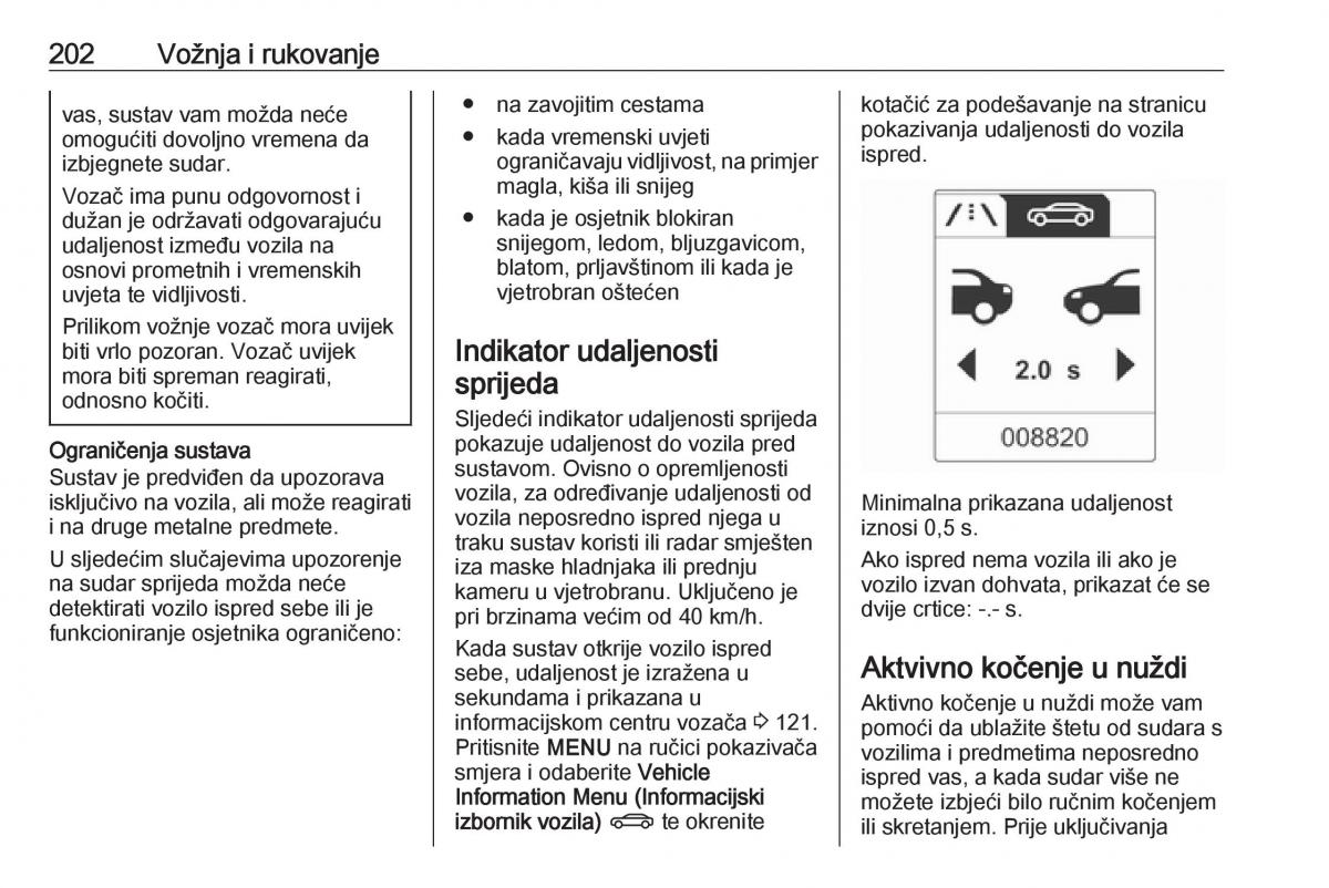 Opel Zafira C Tourer vlasnicko uputstvo / page 204