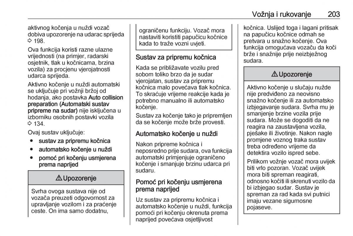 Opel Zafira C Tourer vlasnicko uputstvo / page 205