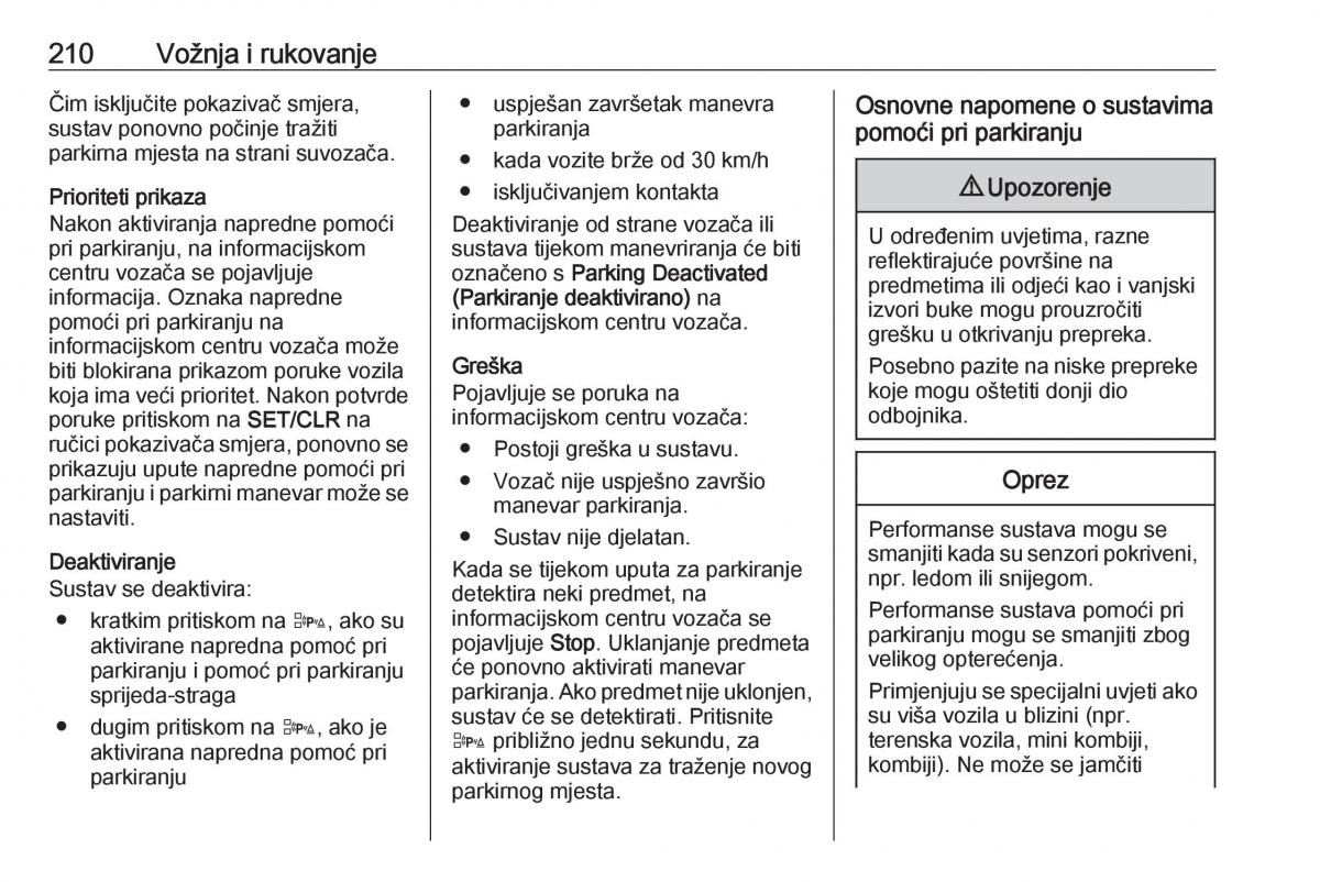 Opel Zafira C Tourer vlasnicko uputstvo / page 212