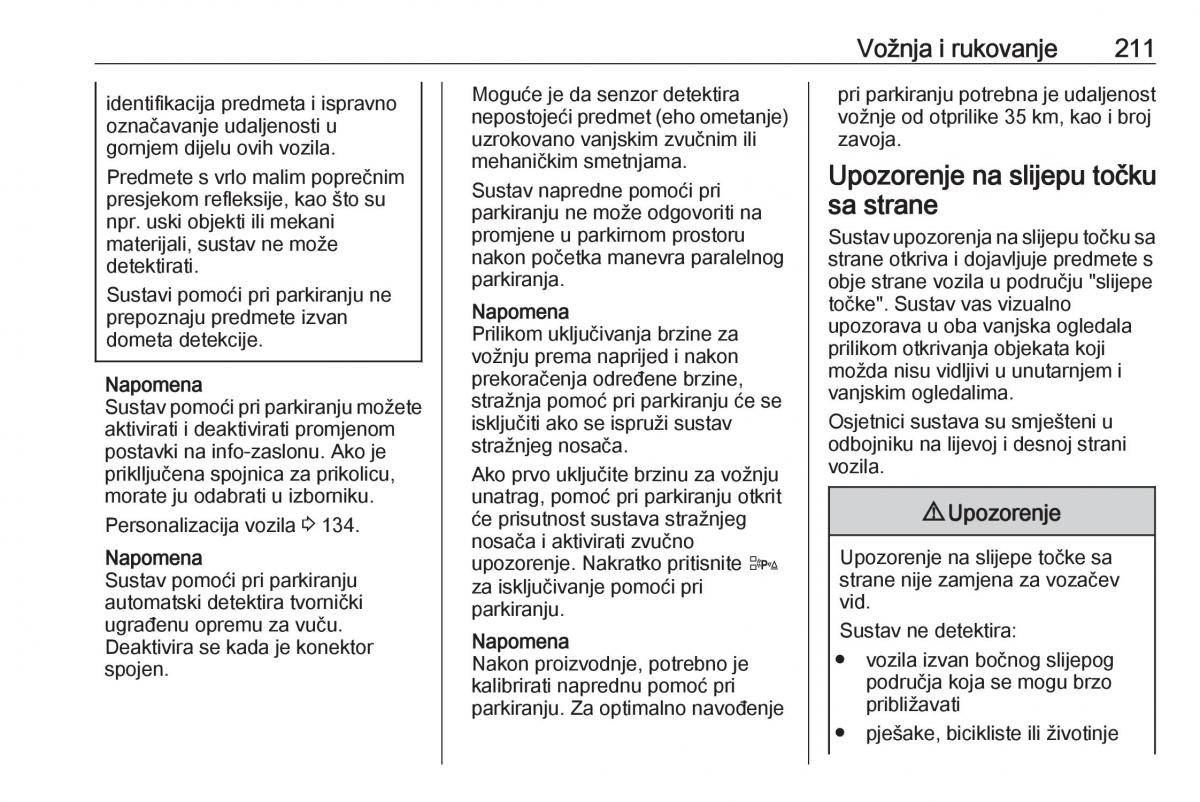 Opel Zafira C Tourer vlasnicko uputstvo / page 213