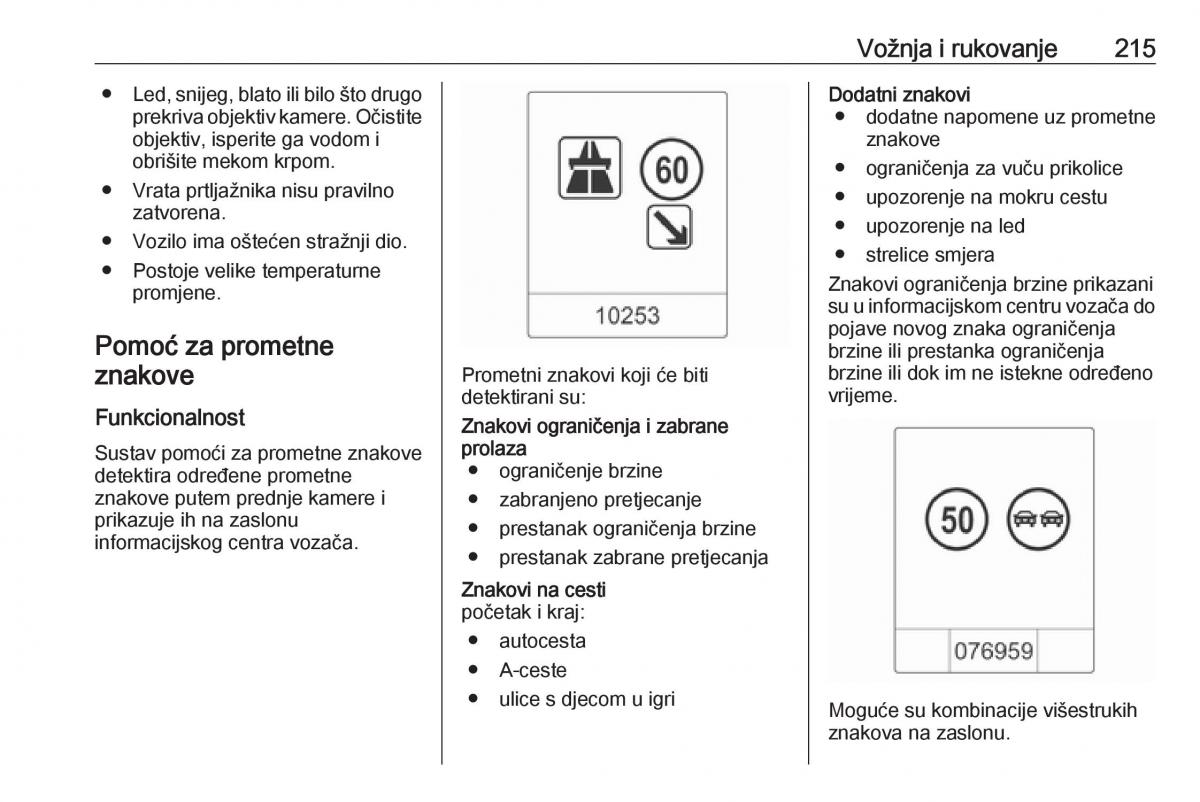 Opel Zafira C Tourer vlasnicko uputstvo / page 217