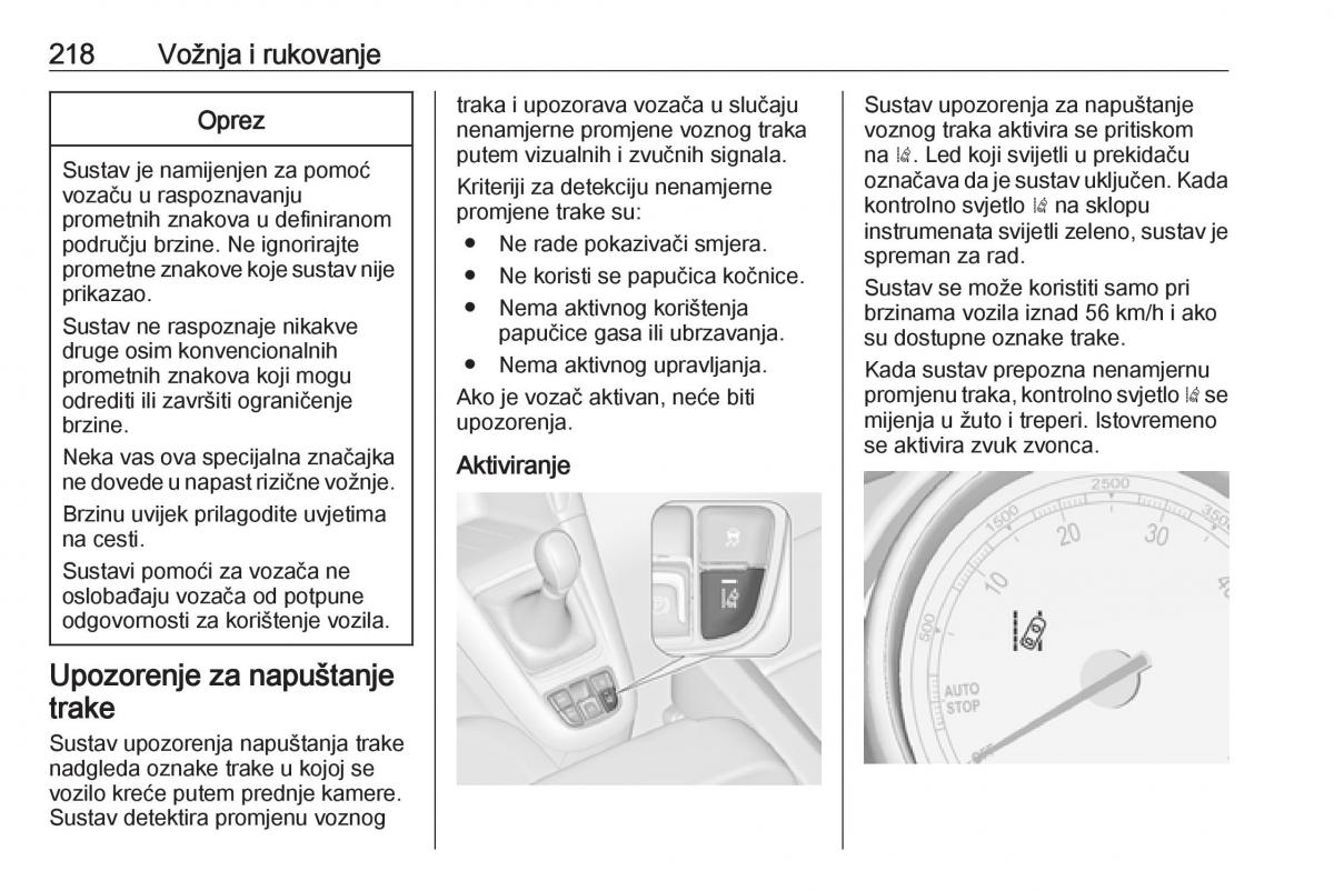 Opel Zafira C Tourer vlasnicko uputstvo / page 220