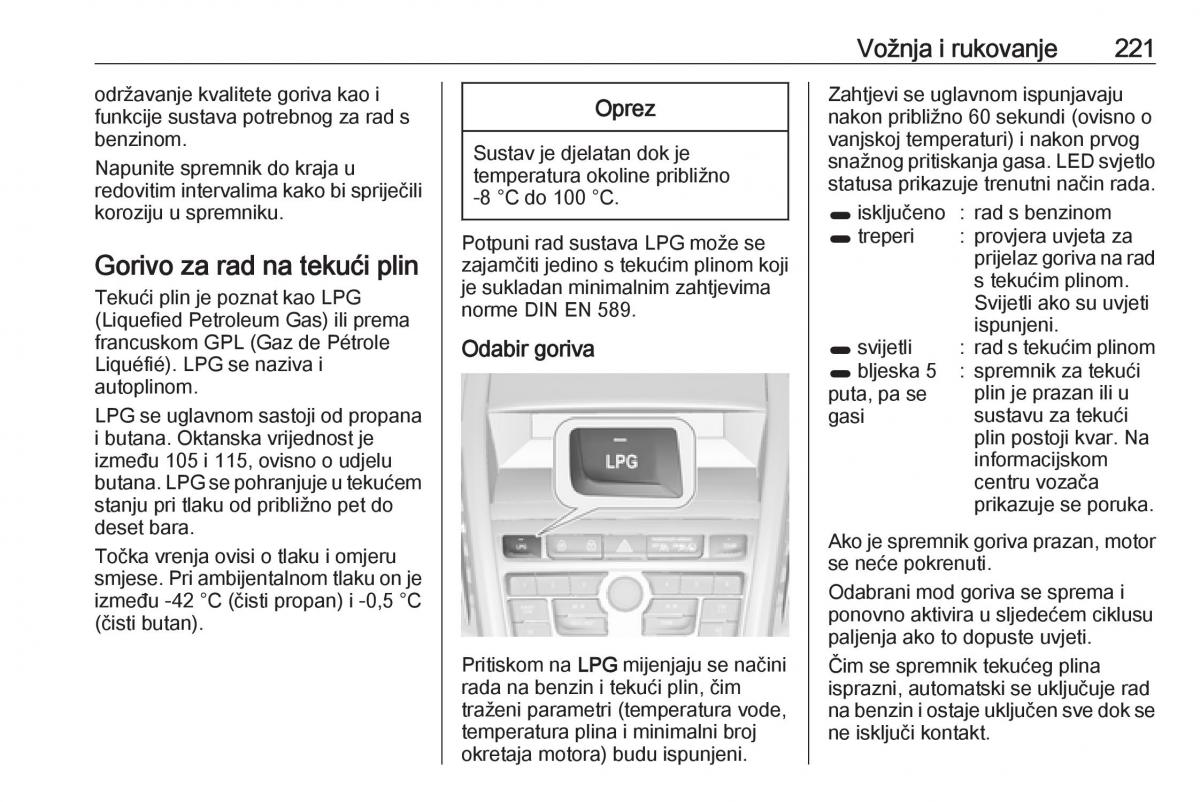 Opel Zafira C Tourer vlasnicko uputstvo / page 223