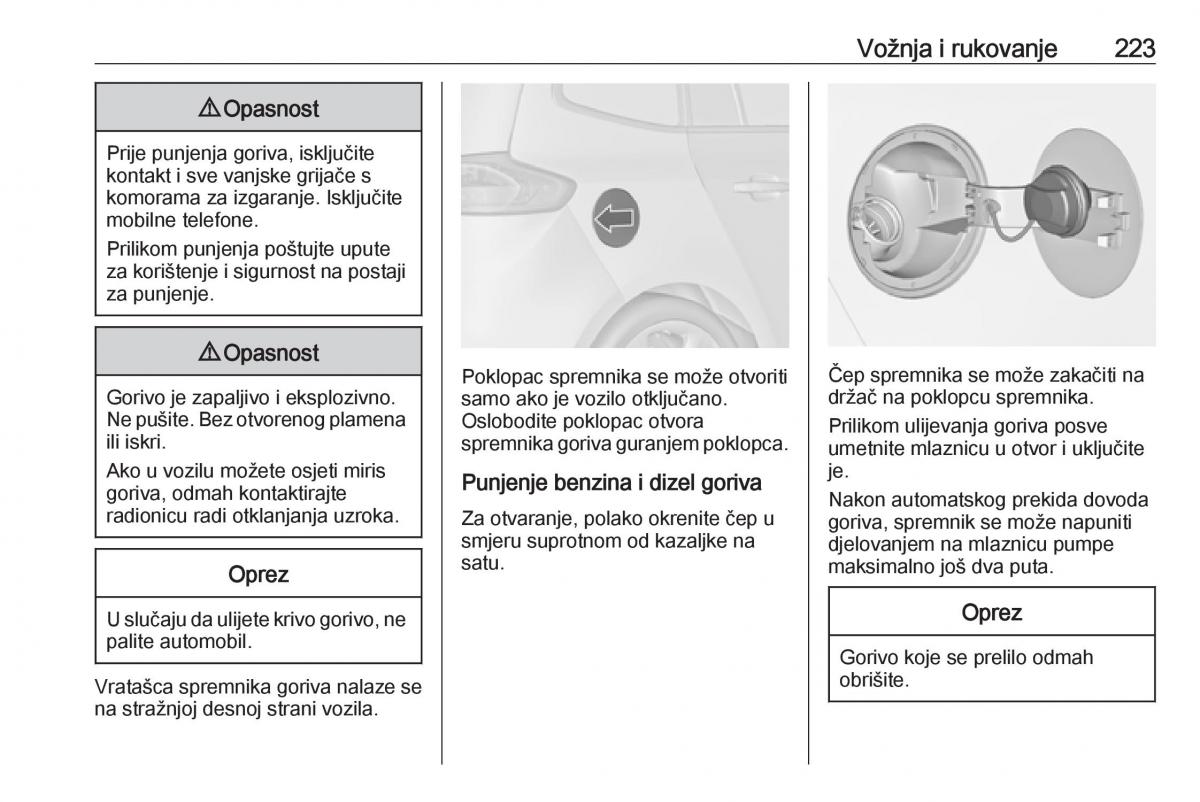 Opel Zafira C Tourer vlasnicko uputstvo / page 225