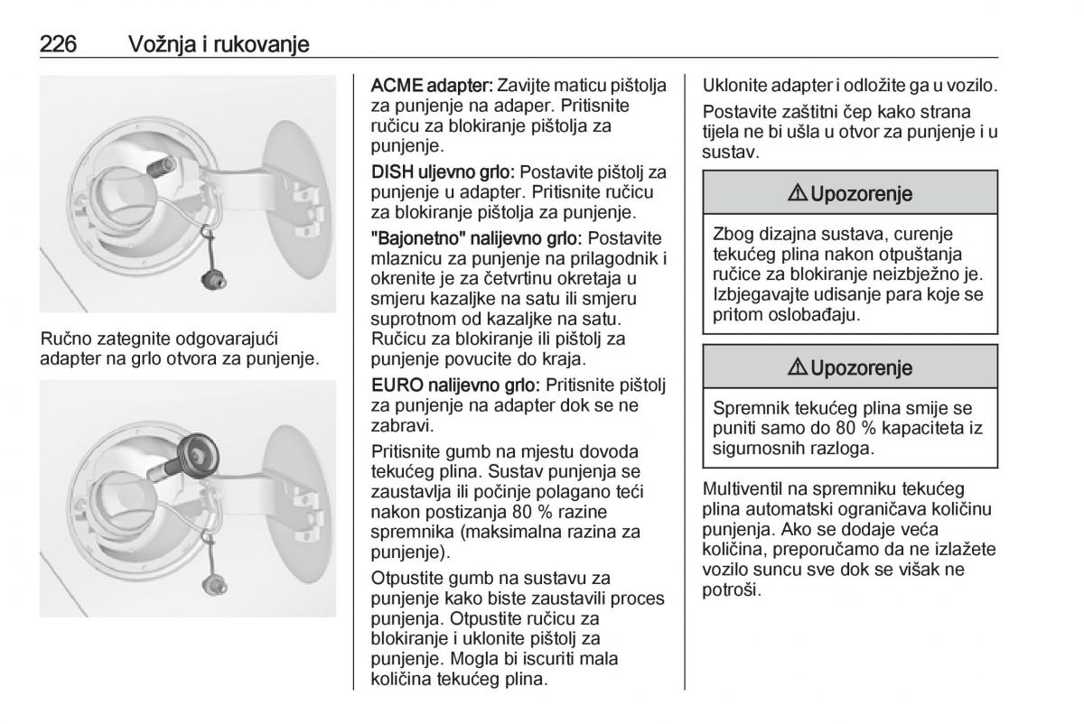 Opel Zafira C Tourer vlasnicko uputstvo / page 228