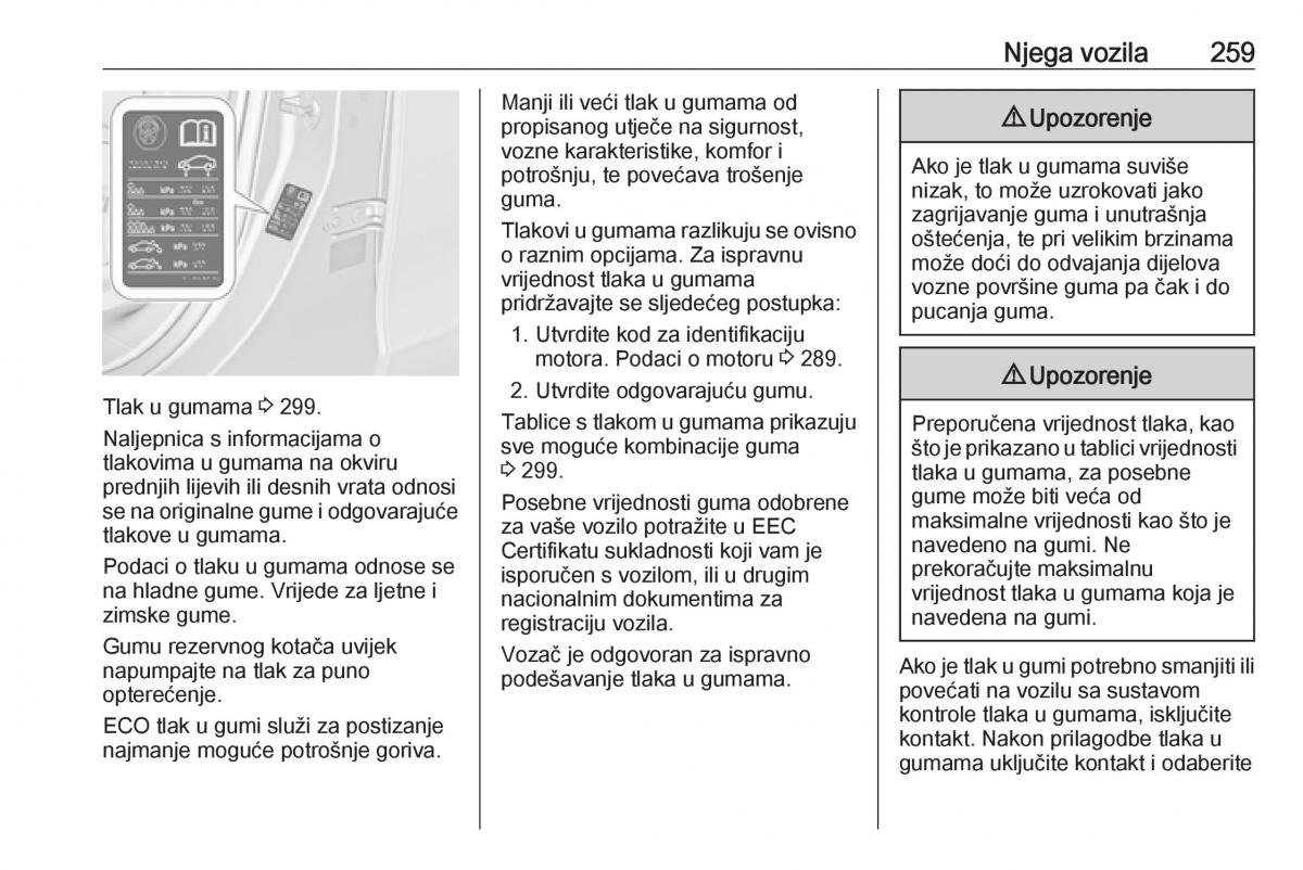 Opel Zafira C Tourer vlasnicko uputstvo / page 261