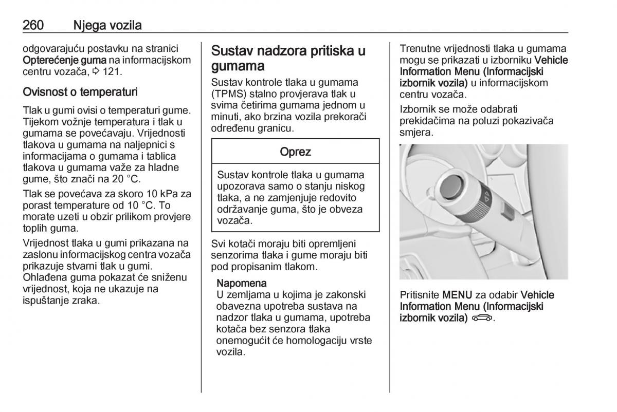 Opel Zafira C Tourer vlasnicko uputstvo / page 262