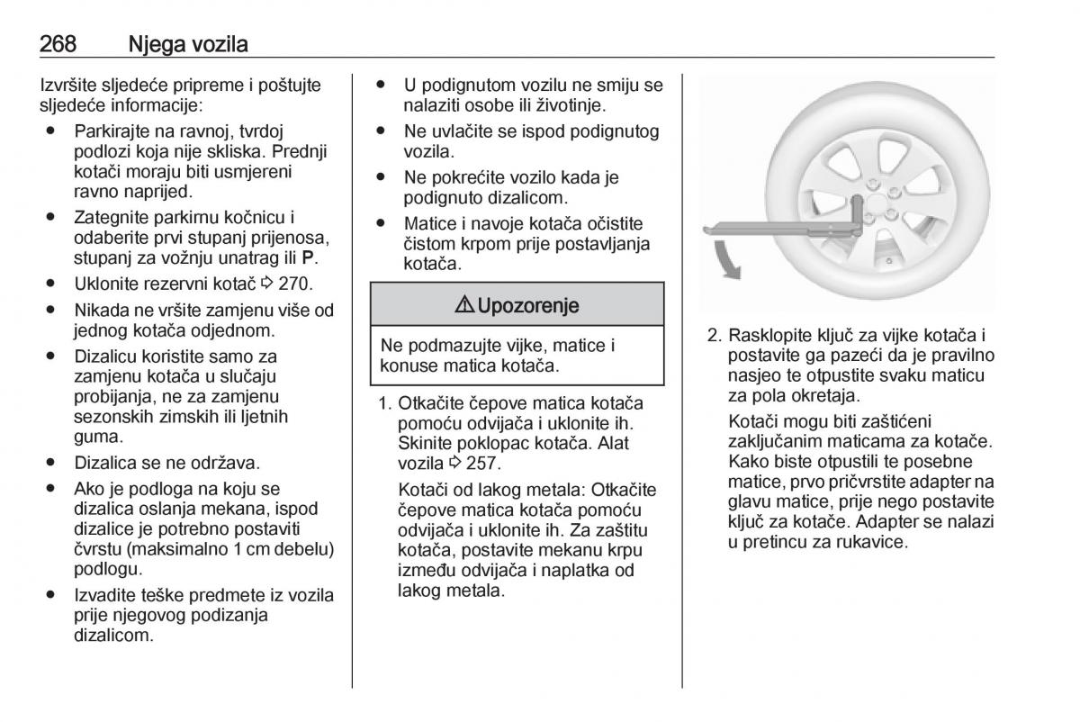 Opel Zafira C Tourer vlasnicko uputstvo / page 270