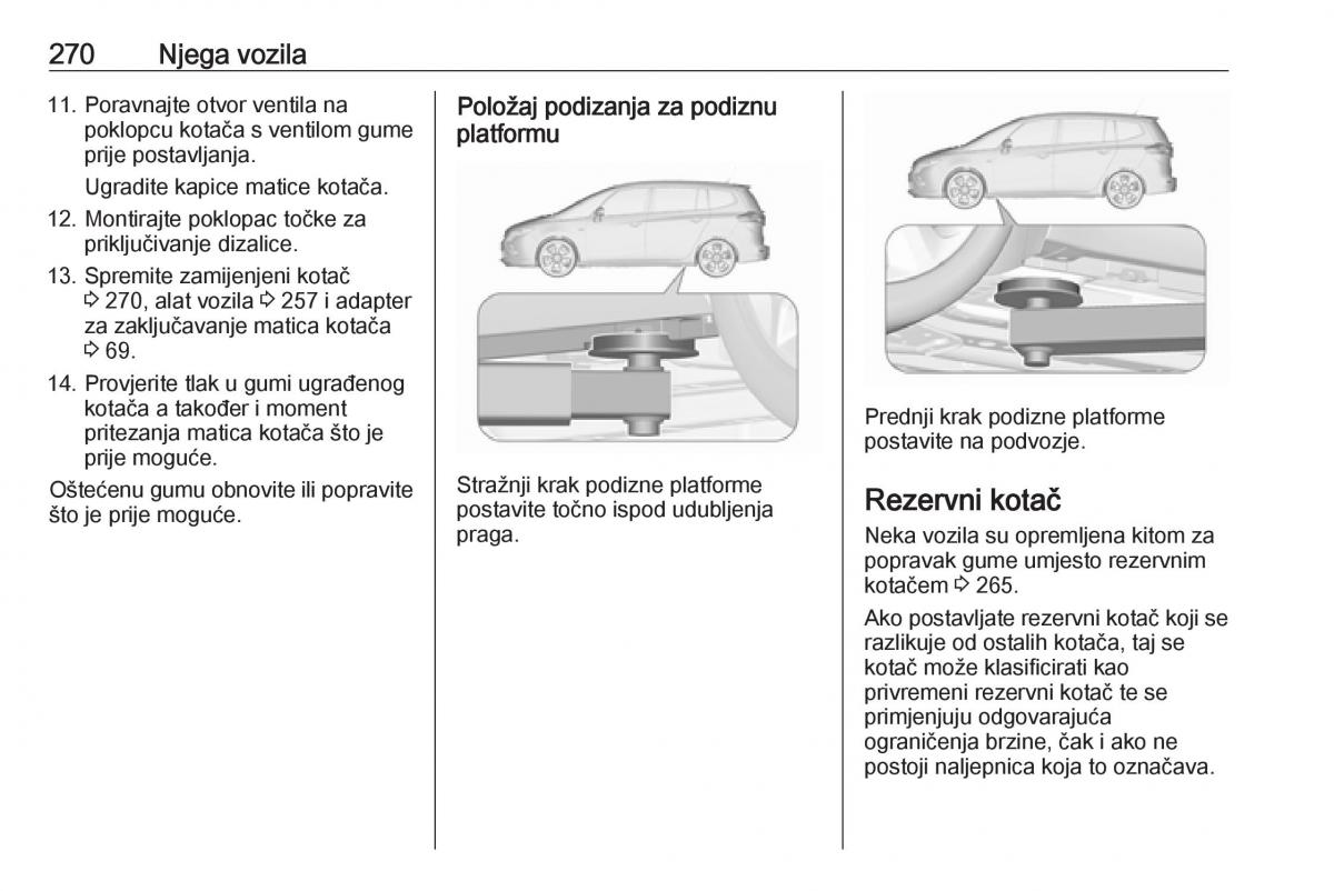 Opel Zafira C Tourer vlasnicko uputstvo / page 272