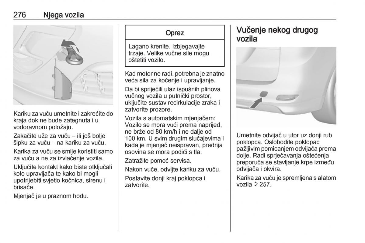 Opel Zafira C Tourer vlasnicko uputstvo / page 278