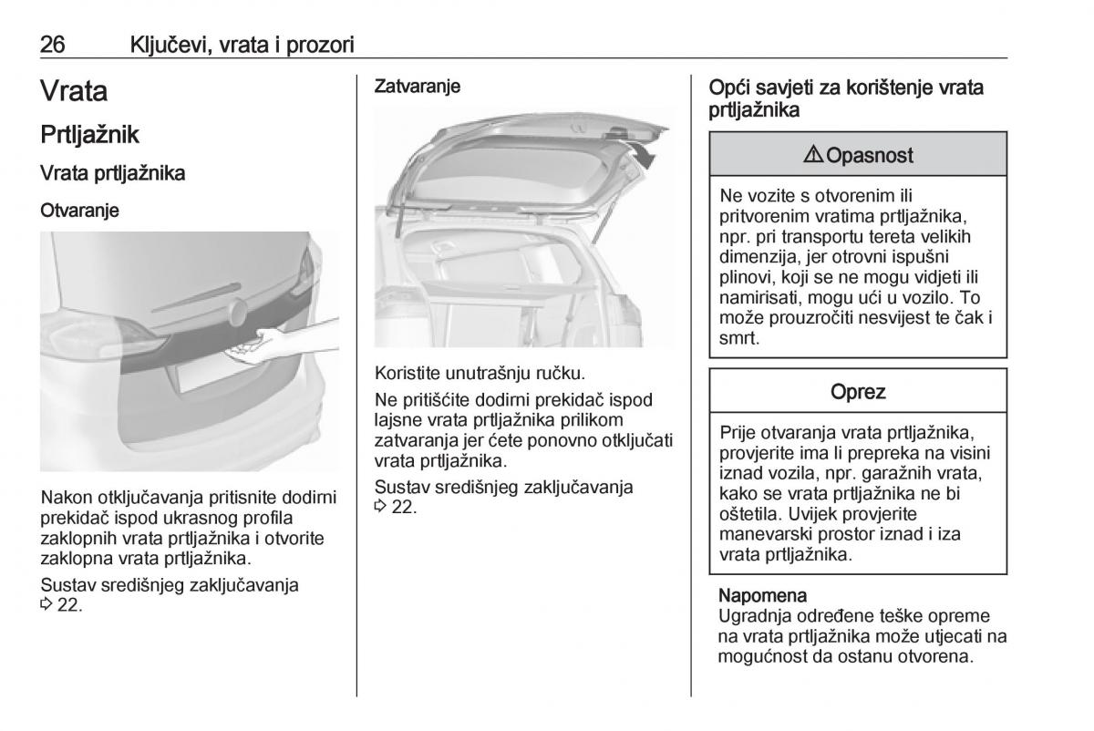 Opel Zafira C Tourer vlasnicko uputstvo / page 28