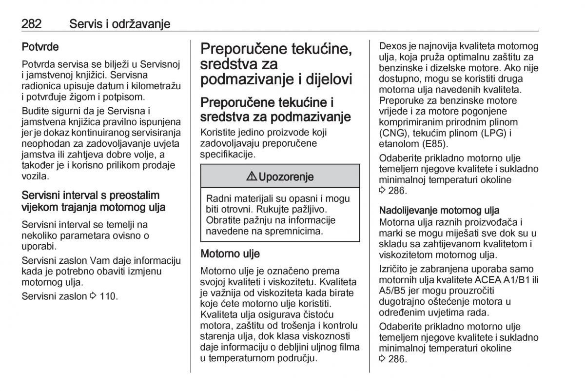 Opel Zafira C Tourer vlasnicko uputstvo / page 284