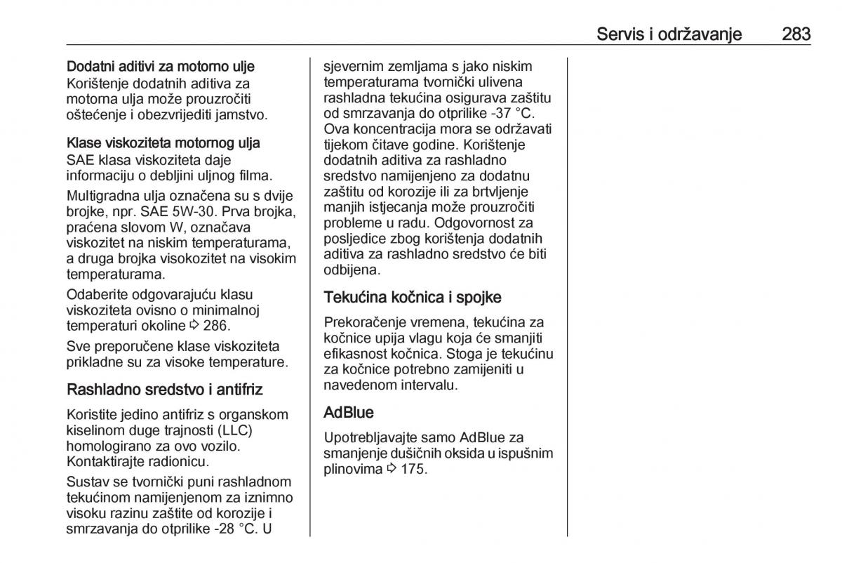 Opel Zafira C Tourer vlasnicko uputstvo / page 285