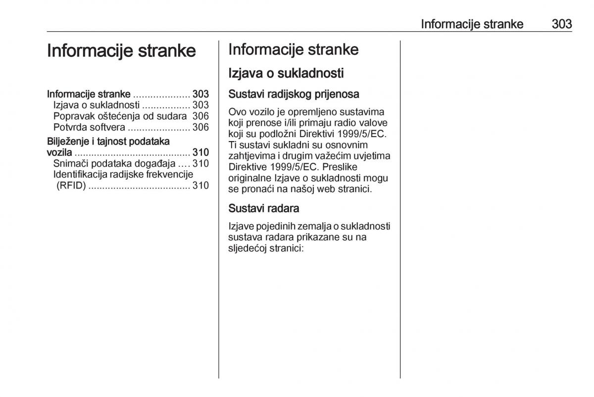 Opel Zafira C Tourer vlasnicko uputstvo / page 305