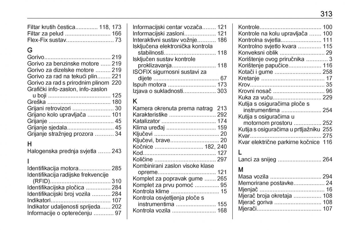 Opel Zafira C Tourer vlasnicko uputstvo / page 315