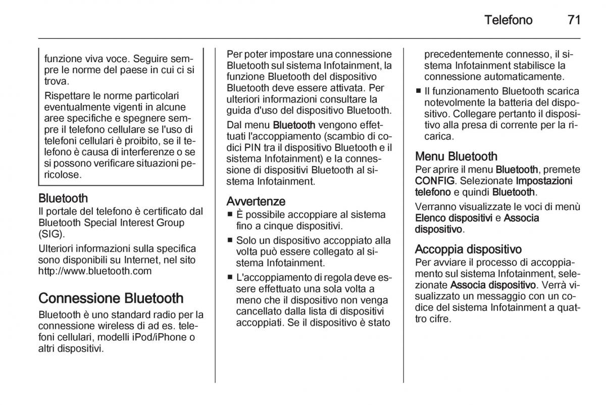 Opel Zafira C Tourer manuale del proprietario / page 71