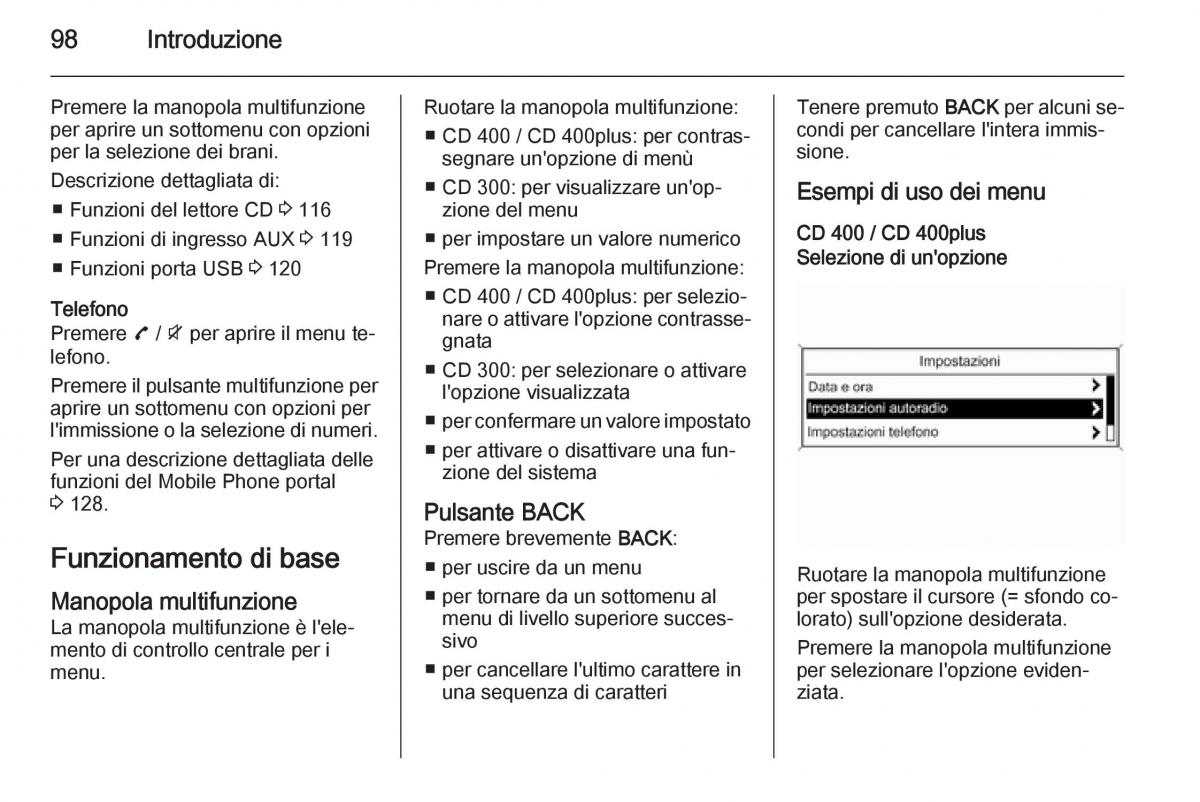 Opel Zafira C Tourer manuale del proprietario / page 98