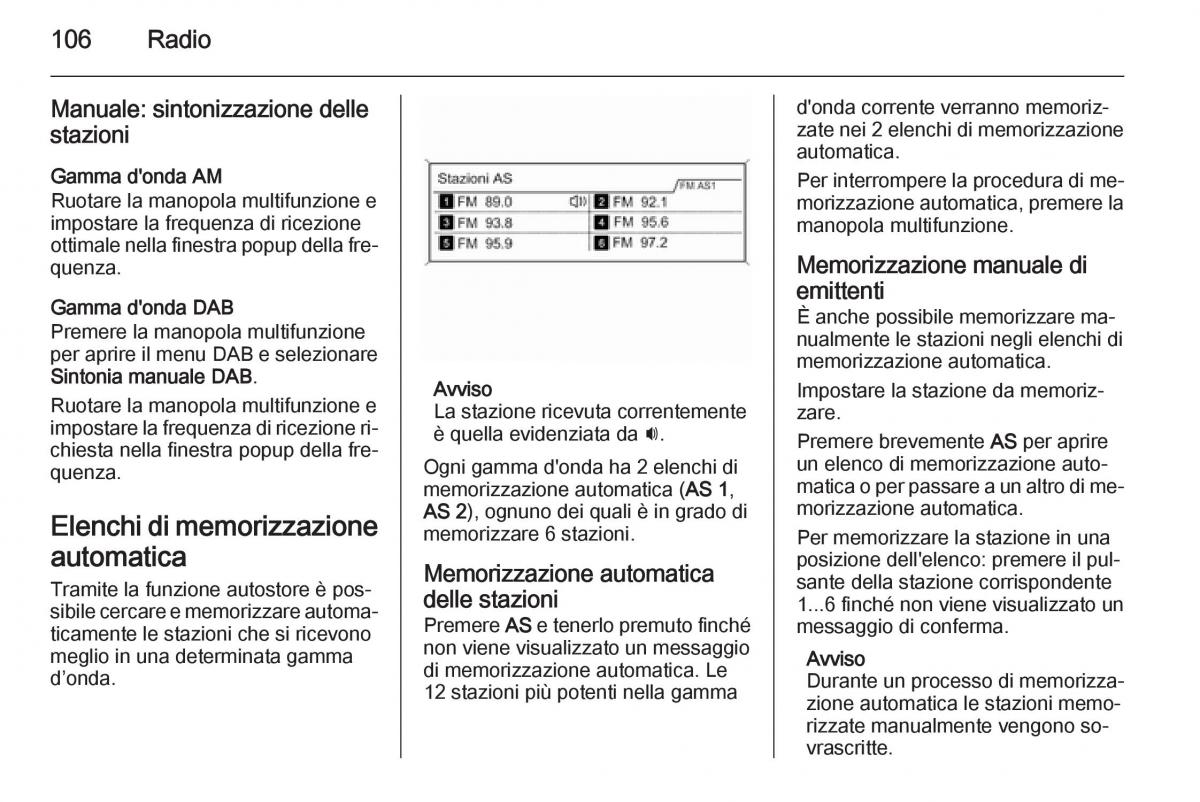 Opel Zafira C Tourer manuale del proprietario / page 106