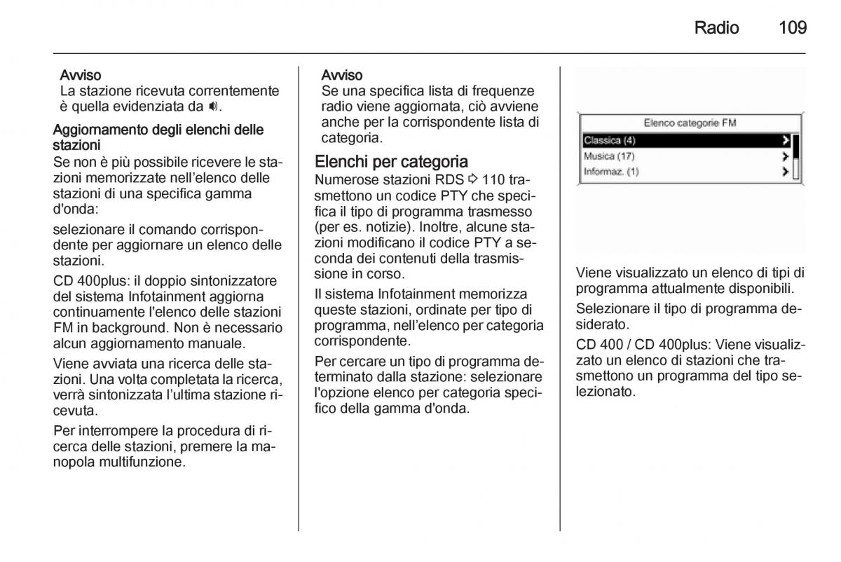 Opel Zafira C Tourer manuale del proprietario / page 109