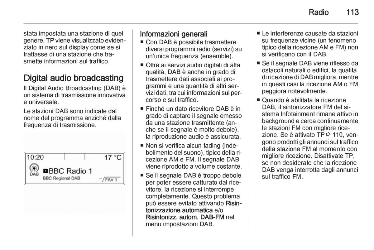 Opel Zafira C Tourer manuale del proprietario / page 113