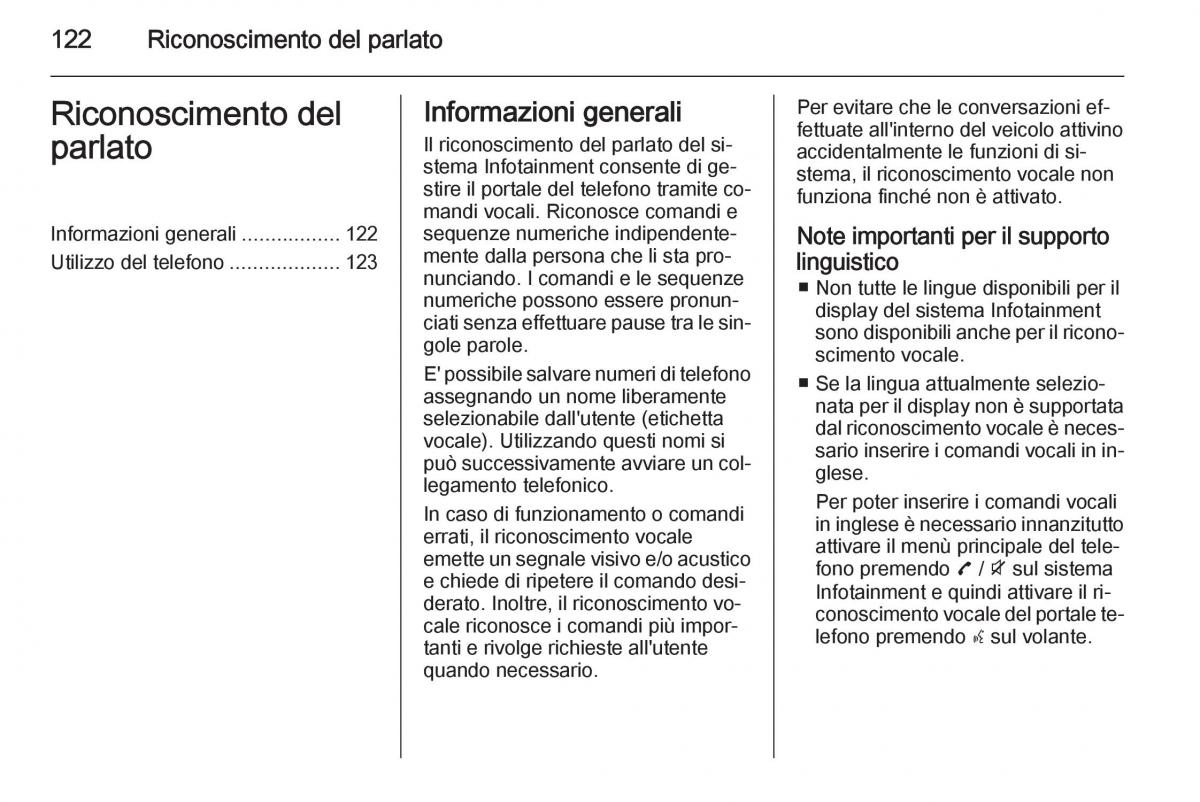 Opel Zafira C Tourer manuale del proprietario / page 122