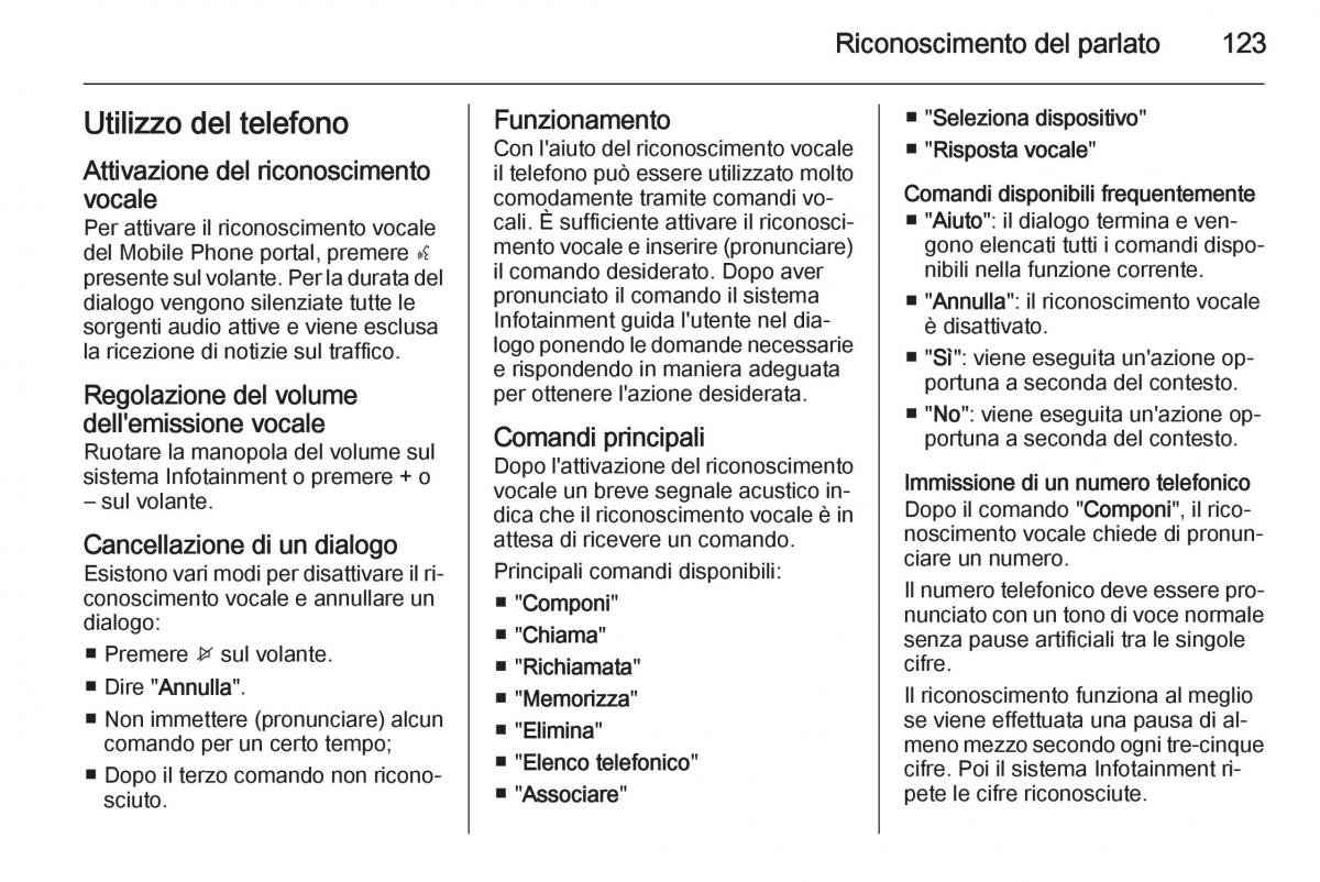 Opel Zafira C Tourer manuale del proprietario / page 123