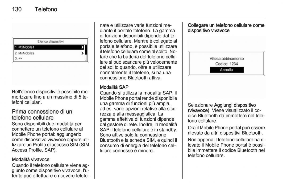 Opel Zafira C Tourer manuale del proprietario / page 130