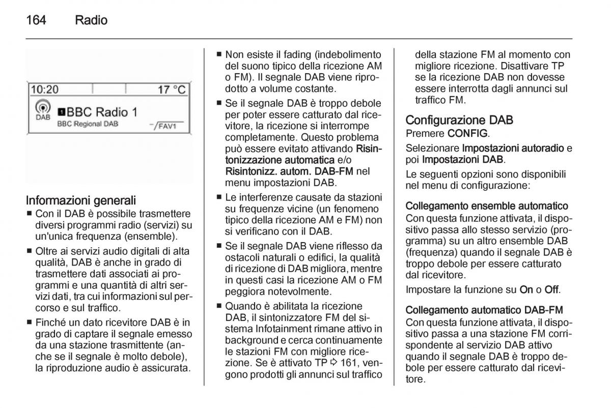 Opel Zafira C Tourer manuale del proprietario / page 164