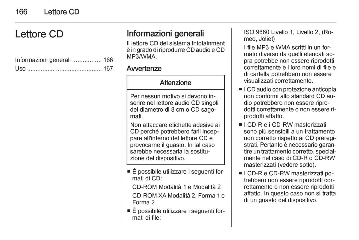 Opel Zafira C Tourer manuale del proprietario / page 166