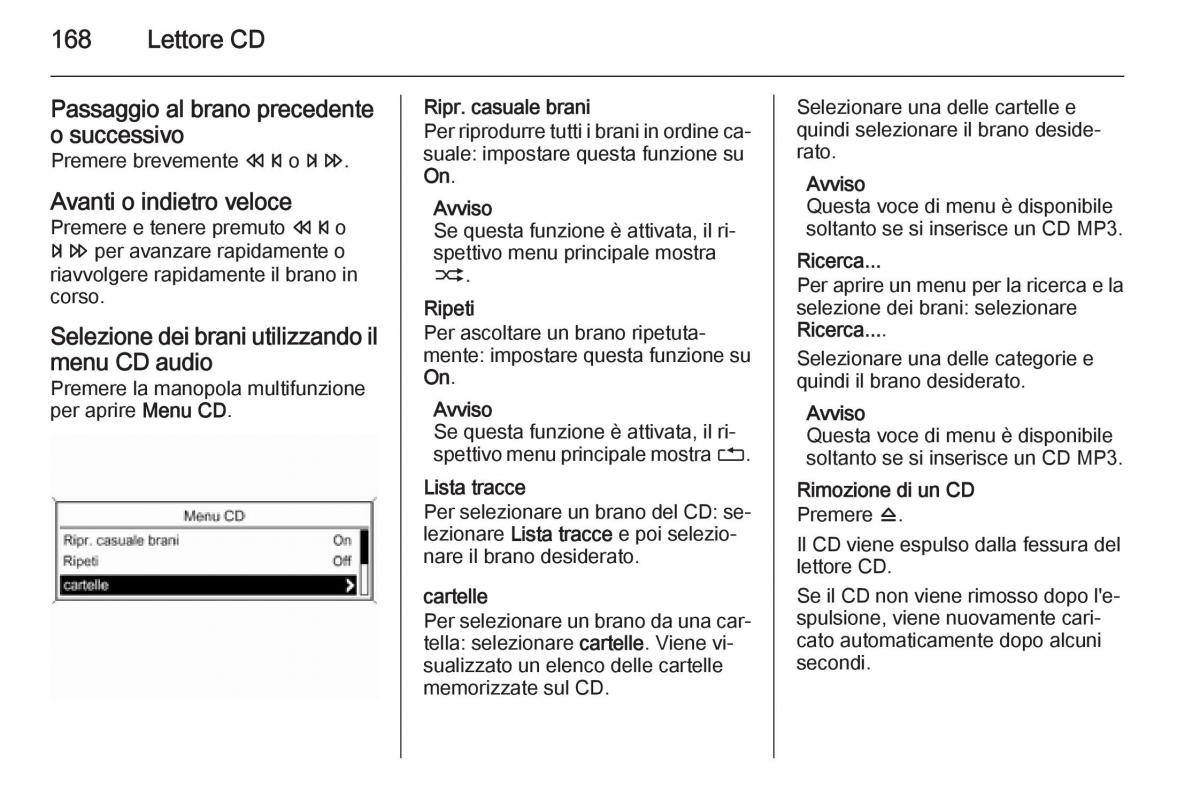 Opel Zafira C Tourer manuale del proprietario / page 168