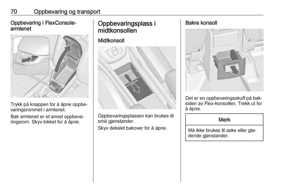 Opel Zafira C Tourer bruksanvisningen / page 72