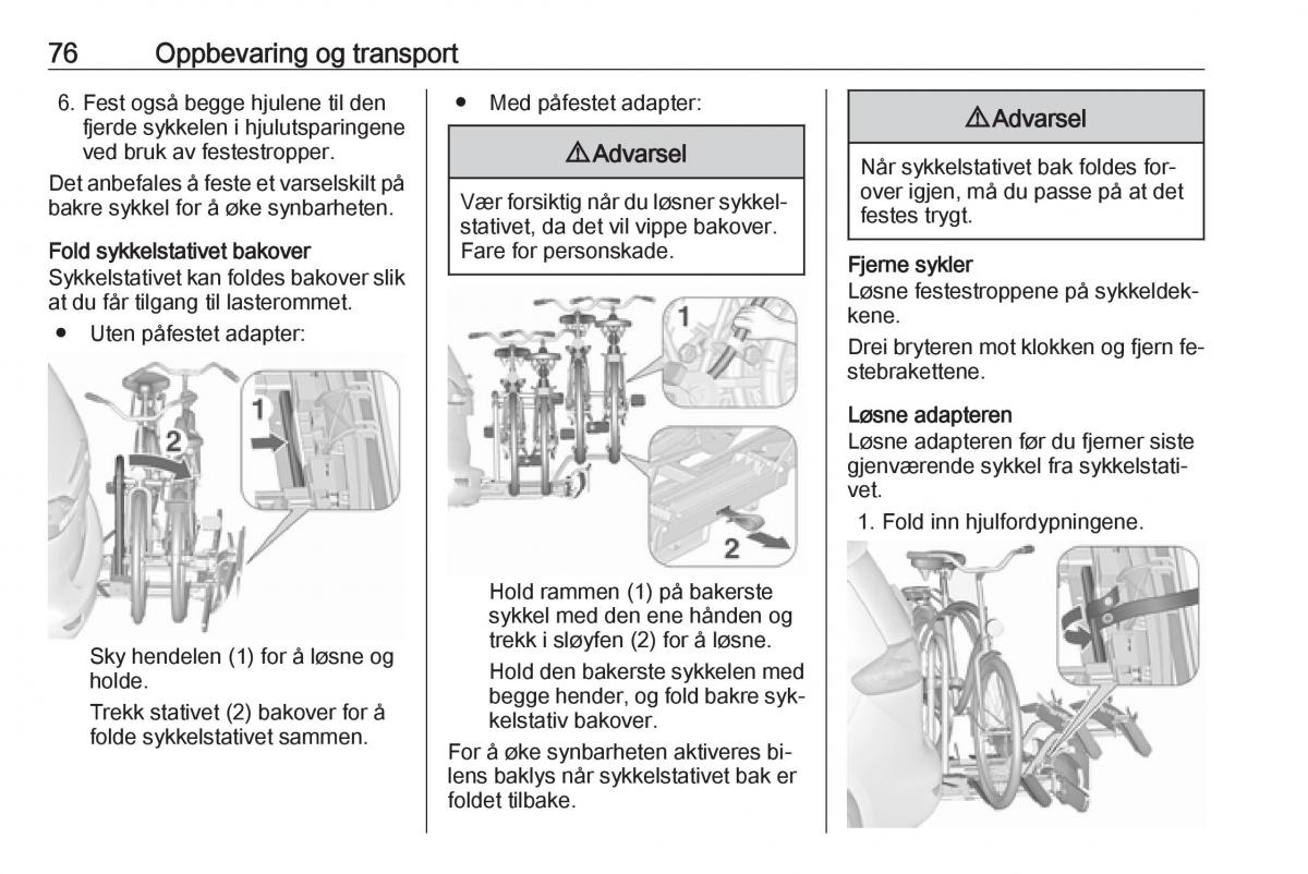 manual  Opel Zafira C Tourer bruksanvisningen / page 78