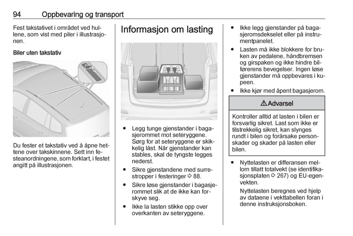 Opel Zafira C Tourer bruksanvisningen / page 96