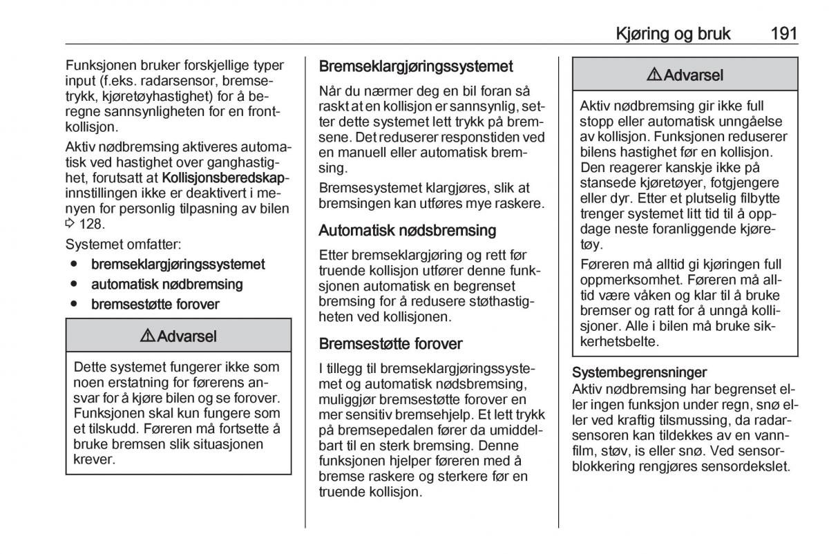 manual  Opel Zafira C Tourer bruksanvisningen / page 193