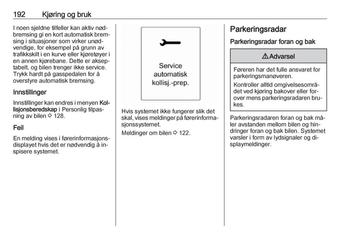 manual  Opel Zafira C Tourer bruksanvisningen / page 194