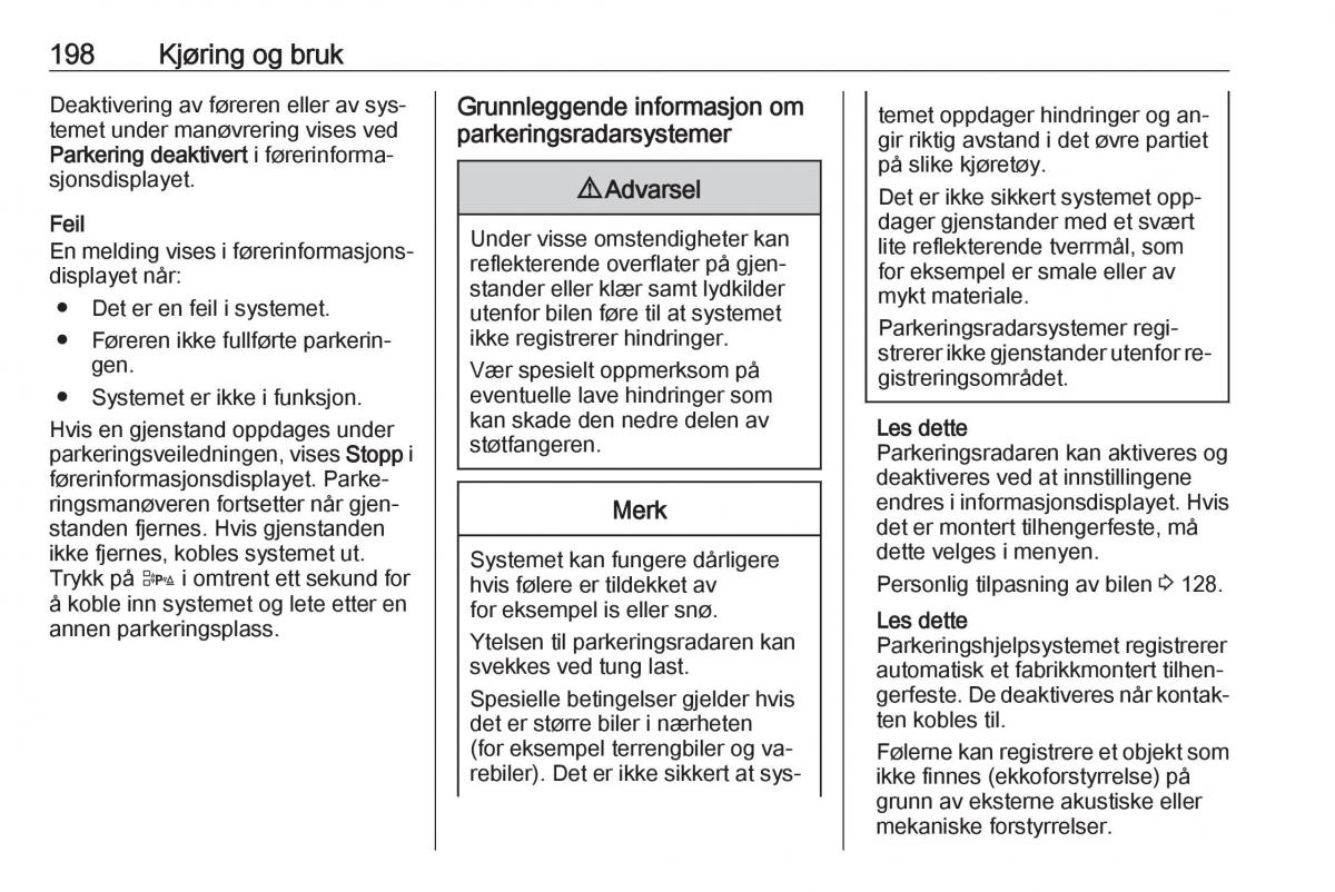 manual  Opel Zafira C Tourer bruksanvisningen / page 200