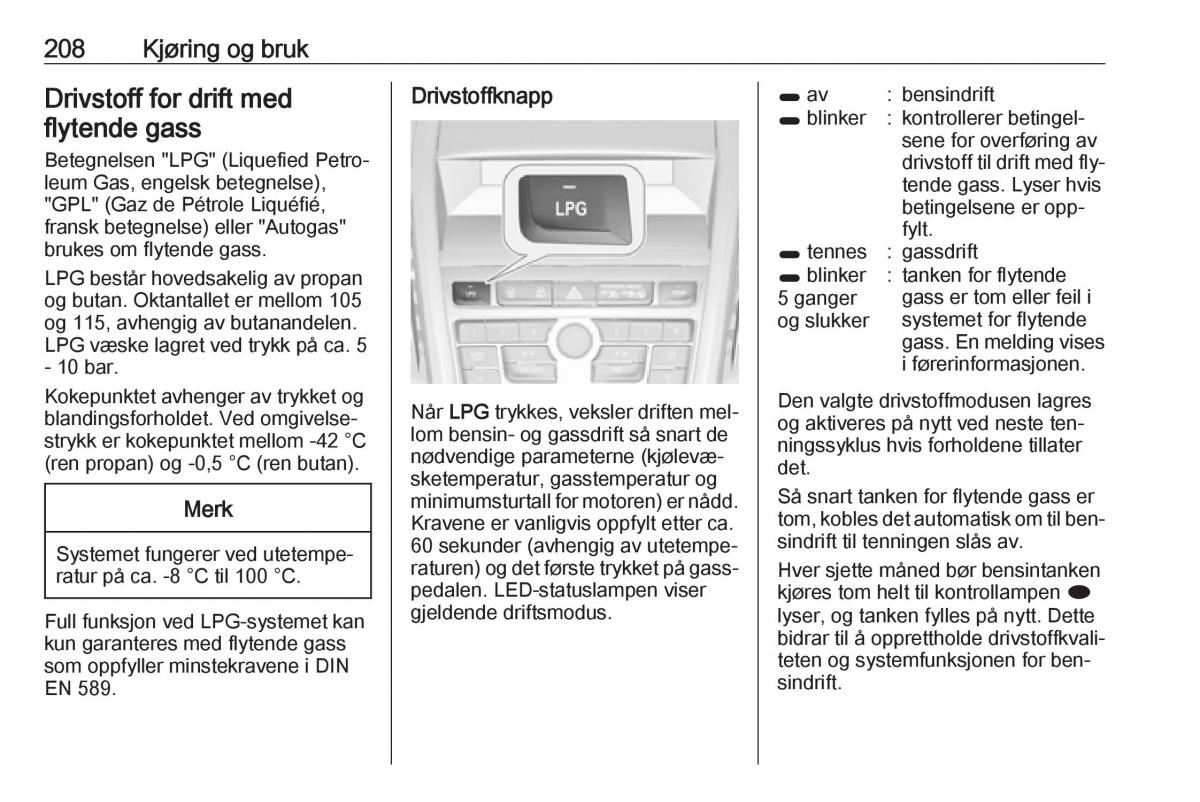 Opel Zafira C Tourer bruksanvisningen / page 210