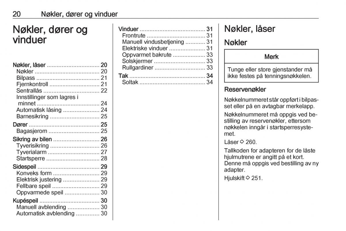 Opel Zafira C Tourer bruksanvisningen / page 22