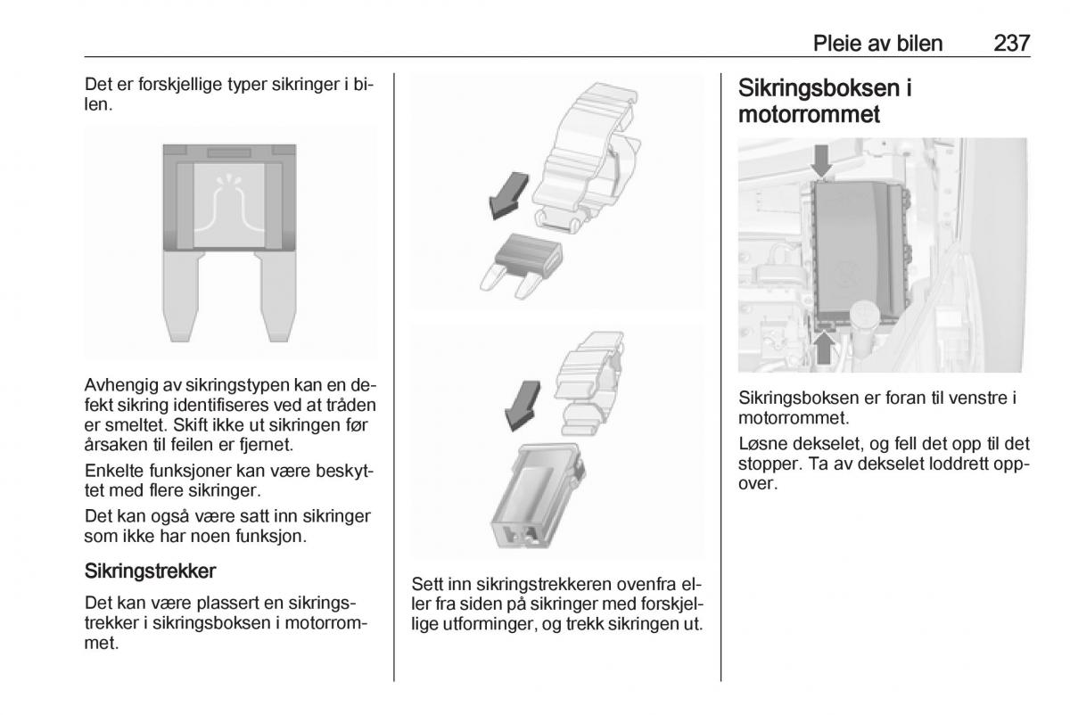 Opel Zafira C Tourer bruksanvisningen / page 239