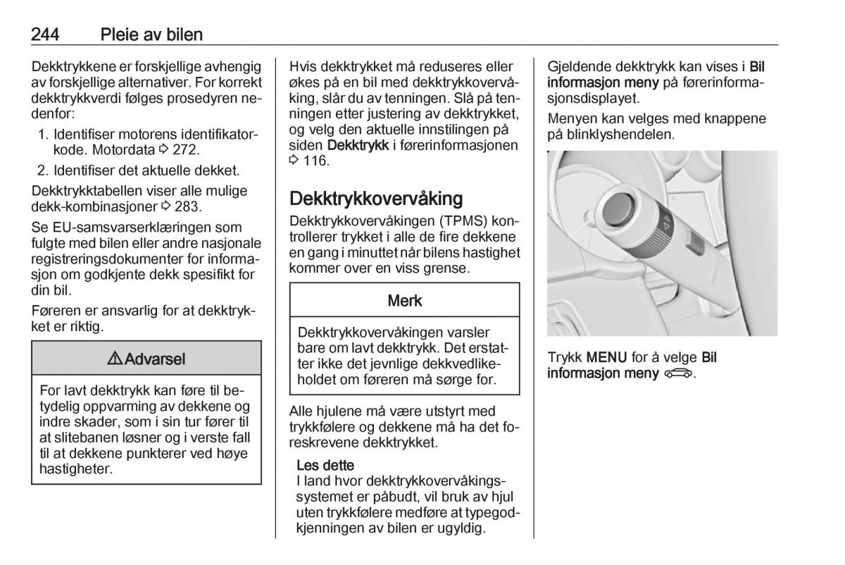 Opel Zafira C Tourer bruksanvisningen / page 246