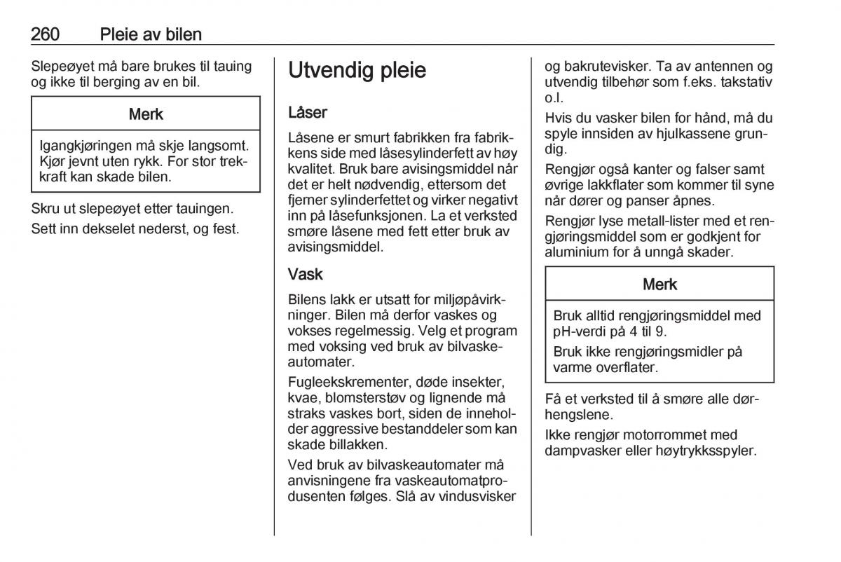 manual  Opel Zafira C Tourer bruksanvisningen / page 262