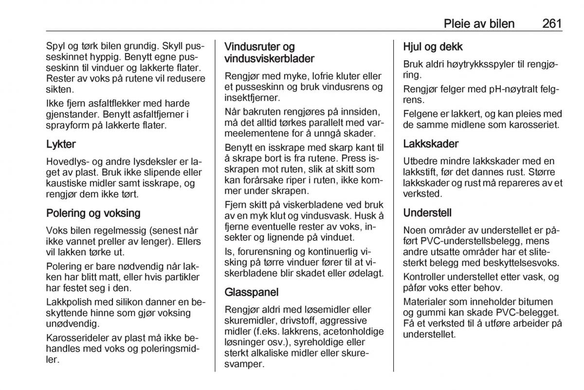 Opel Zafira C Tourer bruksanvisningen / page 263