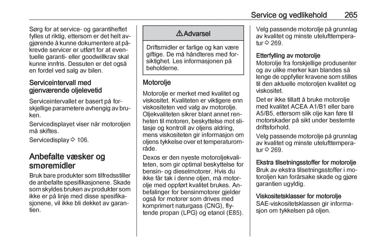 manual  Opel Zafira C Tourer bruksanvisningen / page 267