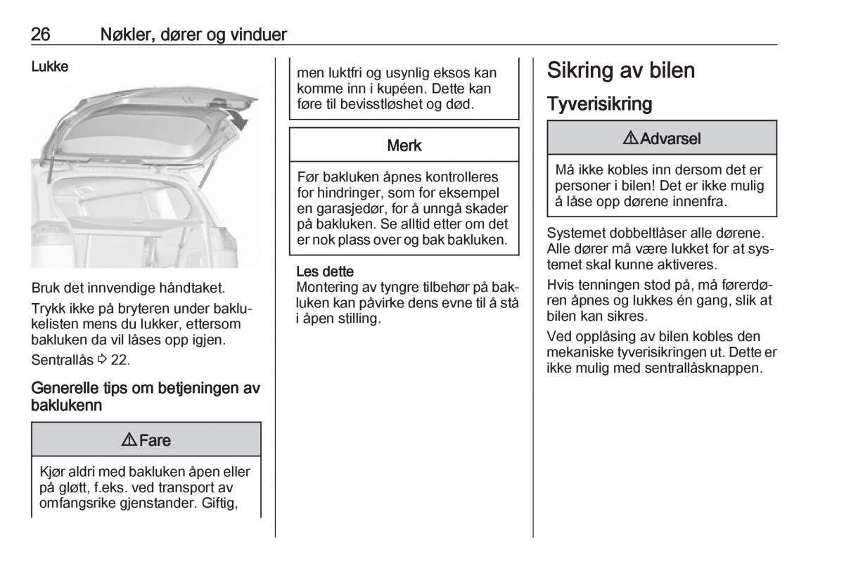 manual  Opel Zafira C Tourer bruksanvisningen / page 28