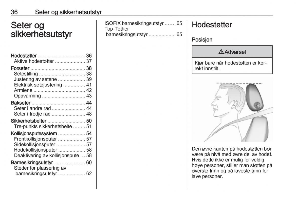 manual  Opel Zafira C Tourer bruksanvisningen / page 38